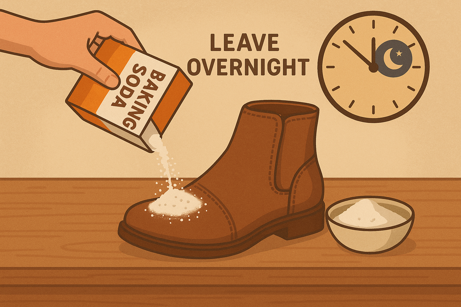 Baking soda overnight odor removal method